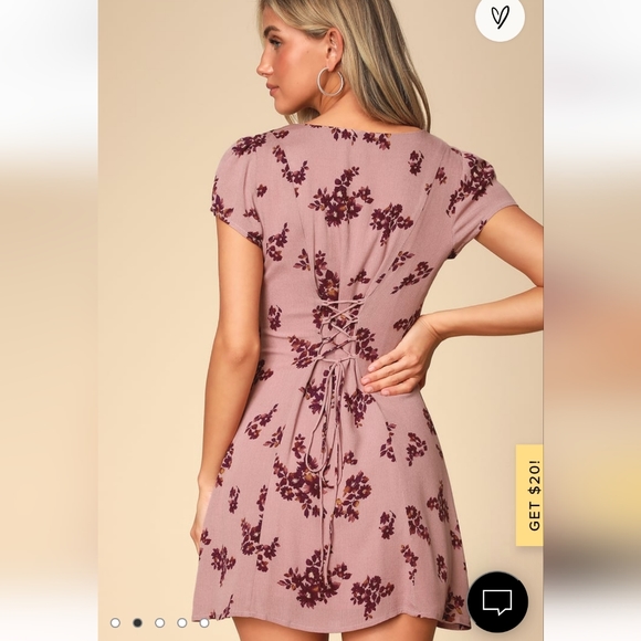 Amaryllis Mauve Pink Floral Print Button Front Mini Dress, Size M, NWOT - Picture 3 of 5